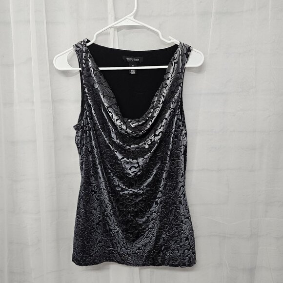 WHBM Floral Velour Tank Top Y2K Scoop Neck Goth Boho Fairy Coquette M - Picture 6 of 10